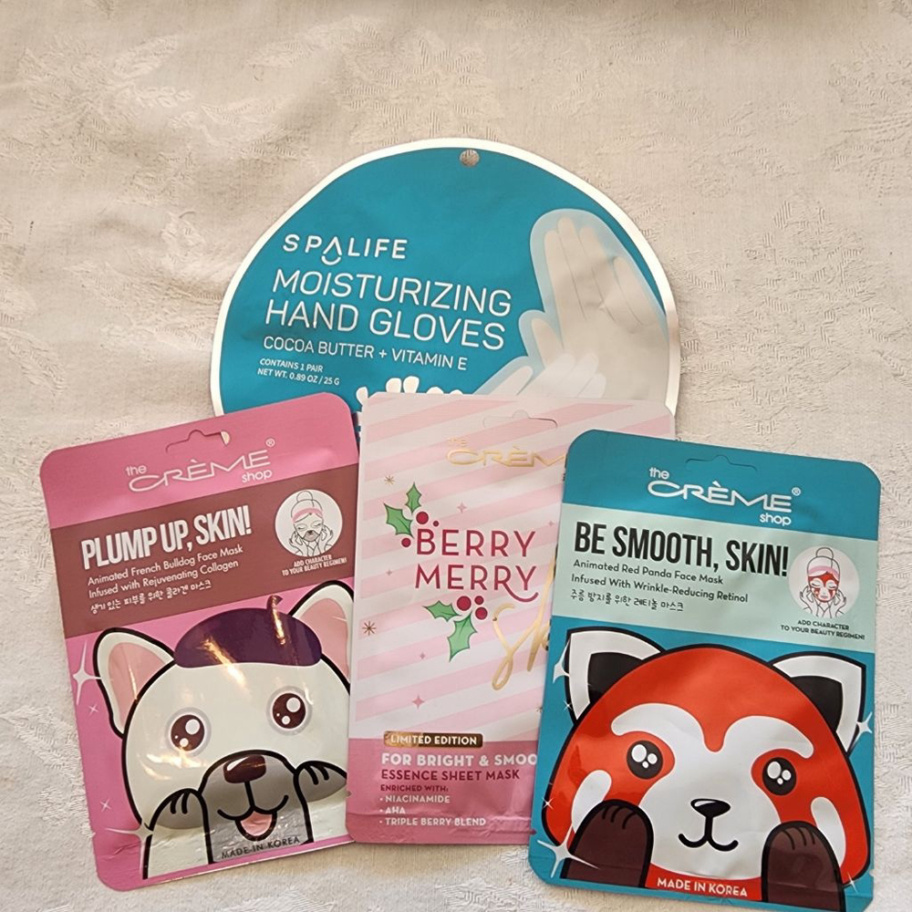 The Crème Shop Skincare: 3 Face Masks, Plus 1 Spa Life Hand Gloves